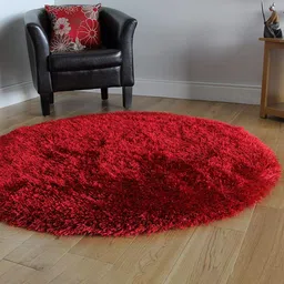 AaHo Decor Red Anti-Skid Round Fluffy Circle Shaggy Microfibre Floor Mat-image-59