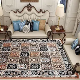 SANA CARPET Brown Geometric Anti-Skid Carpet-image-68