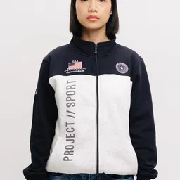 FREAKINS Grey Colourblocked Mock Collar Pure Cotton Bomber Jacket-image-84