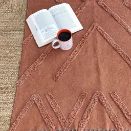 Art Avenue Orange Geometric Embroidered Cotton Rectangular Carpet-56