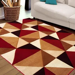 SANA CARPET Brown & Beige Geometic Printed Anti-Skid Carpet-26