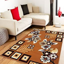 SANA CARPET Yellow Printed Rectangle Anti-Skid Carpet-13