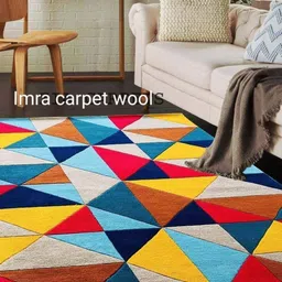 IMRA CARPET Red Geometric Woollen Shaggy Carpet-image-25
