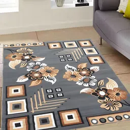 Safiya Carpet Grey Floral Water Resistant Carpets-image-0