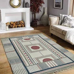 Art Avenue Grey & Beige Geometric Cotton Rectangular Carpet-picture-6