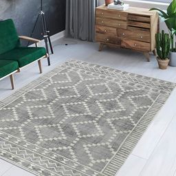 Sapana Carpet-Mats Grey Geometric Anti-Skid Polyester Carpet-picture-34