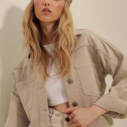 Trend Alacati stili Spread Collar Denim Jacket-image-38