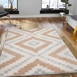 Sapana Carpet-Mats Beige Geometric Anti-Skid Carpet-49