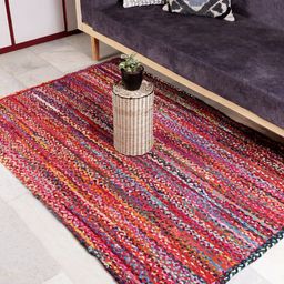 Decazone Red & Blue Ethnic Motifs Cotton Carpet-18