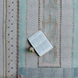 Art Avenue Off White & Pink Ethnic Motifs Printed & Embroidered Cotton Rectangular Carpet-picture-16