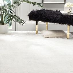 IMRA CARPET White Woolen Abstract Anti Skid Shaggy Carpets-picture-0