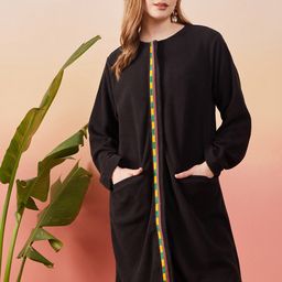 Sangria Woolen Longline Open Front Shrug image 2