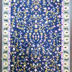 Art Avenue Grey & Blue Ethnic Motifs Anti-Skid Woollen Carpet-image-32