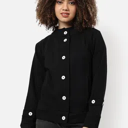 Campus Sutra Women Black Windcheater Outdoor Tailored Jacket-picture-17