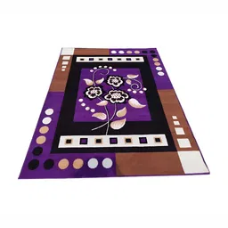 Safiya Carpet Purple & Brown Floral Printed Water Resistant Rectangle Traditional Carpet-image-86