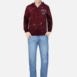 Gini and Jony Boys Abstract Printed Fleece Open Front Sweatshirt-0