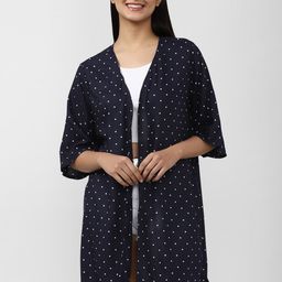 FOREVER 21 Women Blue Longline Open Front Jacket-13