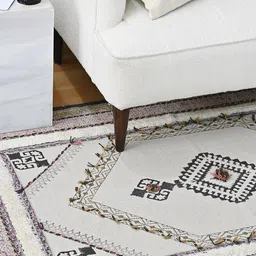 Art Avenue Beige & Red Ethnic Motifs Woven Design Carpet-19