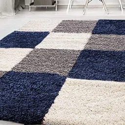AaHo Decor Blue & white Shaggy Carpets-image-45