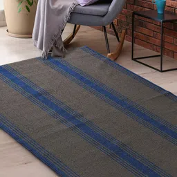 Saral Home Grey & Blue Striped Anti-skid & Washable Carpet-image-46