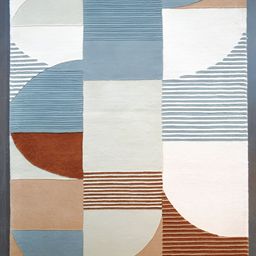 Art Avenue Blue & Brown Geometric Anti-Skid Woollen Carpet-image-97