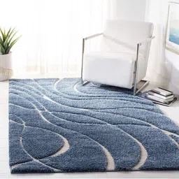 IMRA CARPET Blue Geometric Shaggy Carpet-picture-43