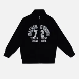Bodycare Boys Typography Embroidered Mock Collar Fleece Front-Open Sweatshirt-image-82