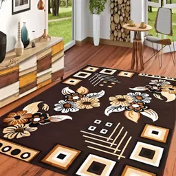 SANA CARPET Brown Floral Anti-Skid Carpet-image-25