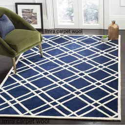 IMRA CARPET Blue & White Geometric Woollen Carpet-image-31