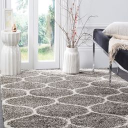 IMRA CARPET Grey & White Geometric Shaggy Rectangle Woollen Carpet-picture-48