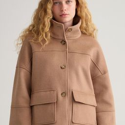 GANT Women Khaki Solid Wool Relaxed Jacket-picture-41