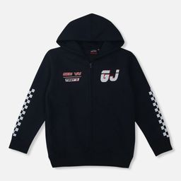 Gini and Jony Typography Printed Fleece Hooded Open Front Sweatshirt-55