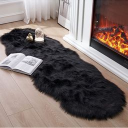 Cottonfry Black Fur Anti-Skid Floor Runner-15