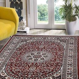IMRA CARPET Maroon & White Floral Woolen Carpet-image-43