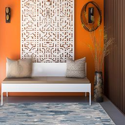 Sapana Carpet-Mats Cream-Coloured & Blue Abstract Anti-Skid Carpet-16