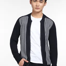 Jack & Jones Men Blue Checked Open Front Jacket-image-62