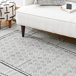 Art Avenue White & Black Printed Cotton Traditional Rectangular Carpet-27