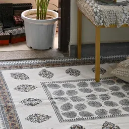 Art Avenue White & Grey Ethnic Motifs Printed Cotton Carpet-10