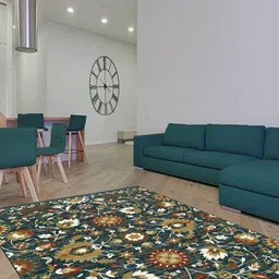 Sapana Carpet-Mats Navy Blue Floral Anti-Skid Polypropylene Carpet-picture-40