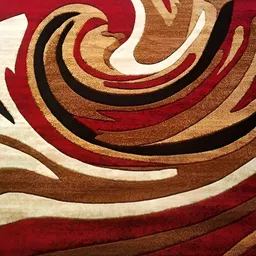 SANA CARPET Red & Beige Abstract Printed Anti-Skid Carpet-2
