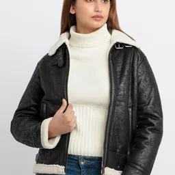 Status Quo Women Black Textured Tailored Jacket-image-31