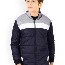 AD & AV Boys Navy Blue White Colourblocked Water Resistant Puffer Jacket-image-92
