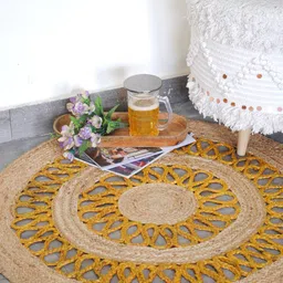 Art Avenue Yellow & Beige Round Jute Rug-picture-10