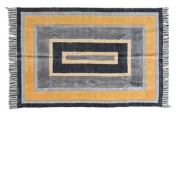 Art Avenue Black & Orange Geometric Cotton Carpet-16