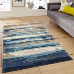 saraswatii global Beige & Blue Abstract Carpet-25