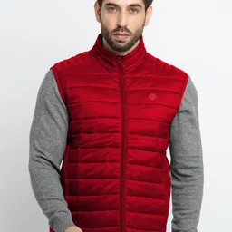 Status Quo Men Colourblocked Mock Collar Puffer Jacket-image-76