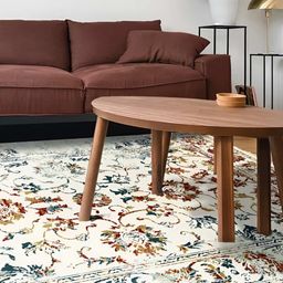 Sapana Carpet-Mats Cream-Coloured Floral Anti-Skid Polypropylene Carpet-image-93