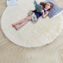 AaHo Decor Cream Shaggy Round Runner-image-48