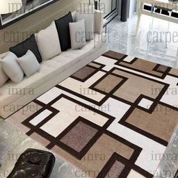 IMRA CARPET Camel Brown & White Geometric Anti Skid Woollen Shaggy Carpet-picture-53