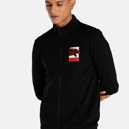 Puma Men Black Slim Fit Sporty Track Jacket with Patchwork-image-88
